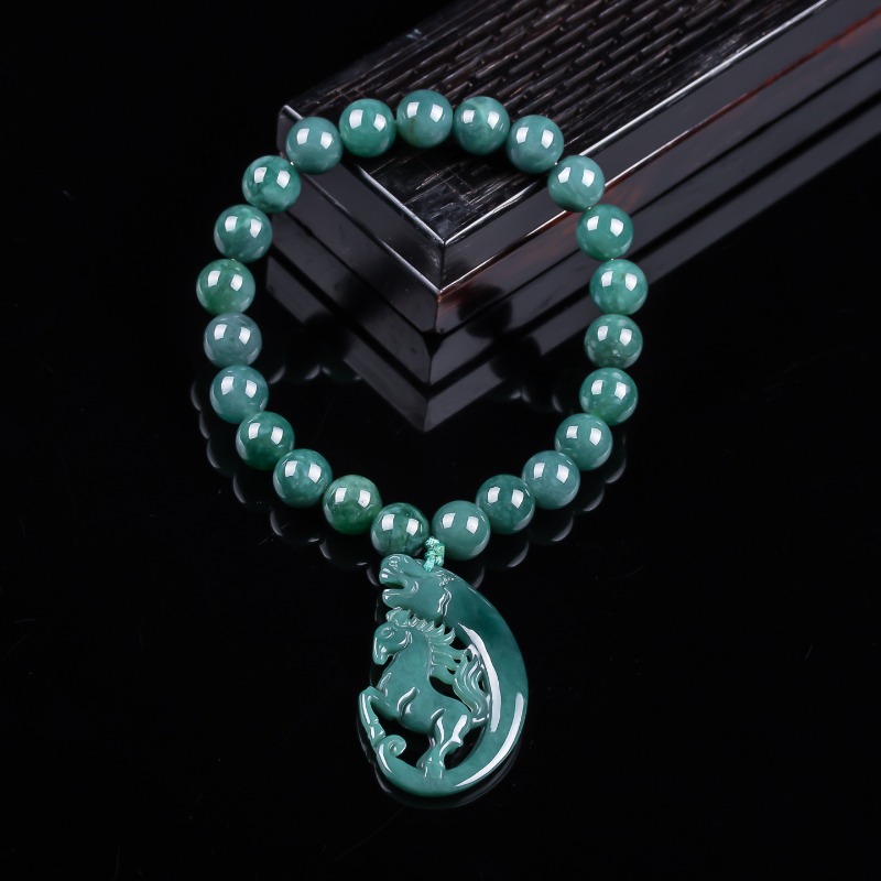 Jewelry & Watches Sp Z Oo Janów Lubelski - Natural Jadeite Blue Water Zodiac Horse