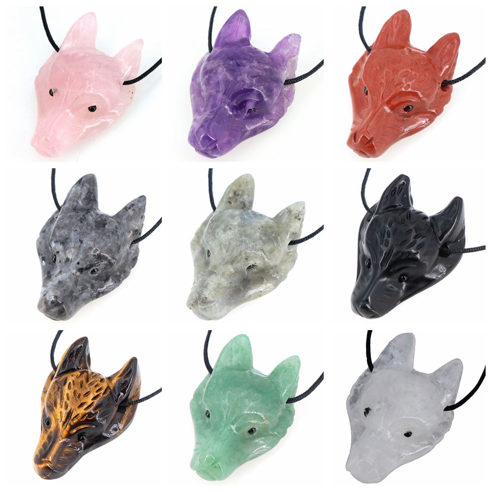 Wolf Jewelry & Watches Tampa Reviews - 40mm Wolf Head Stone Pendant Natural