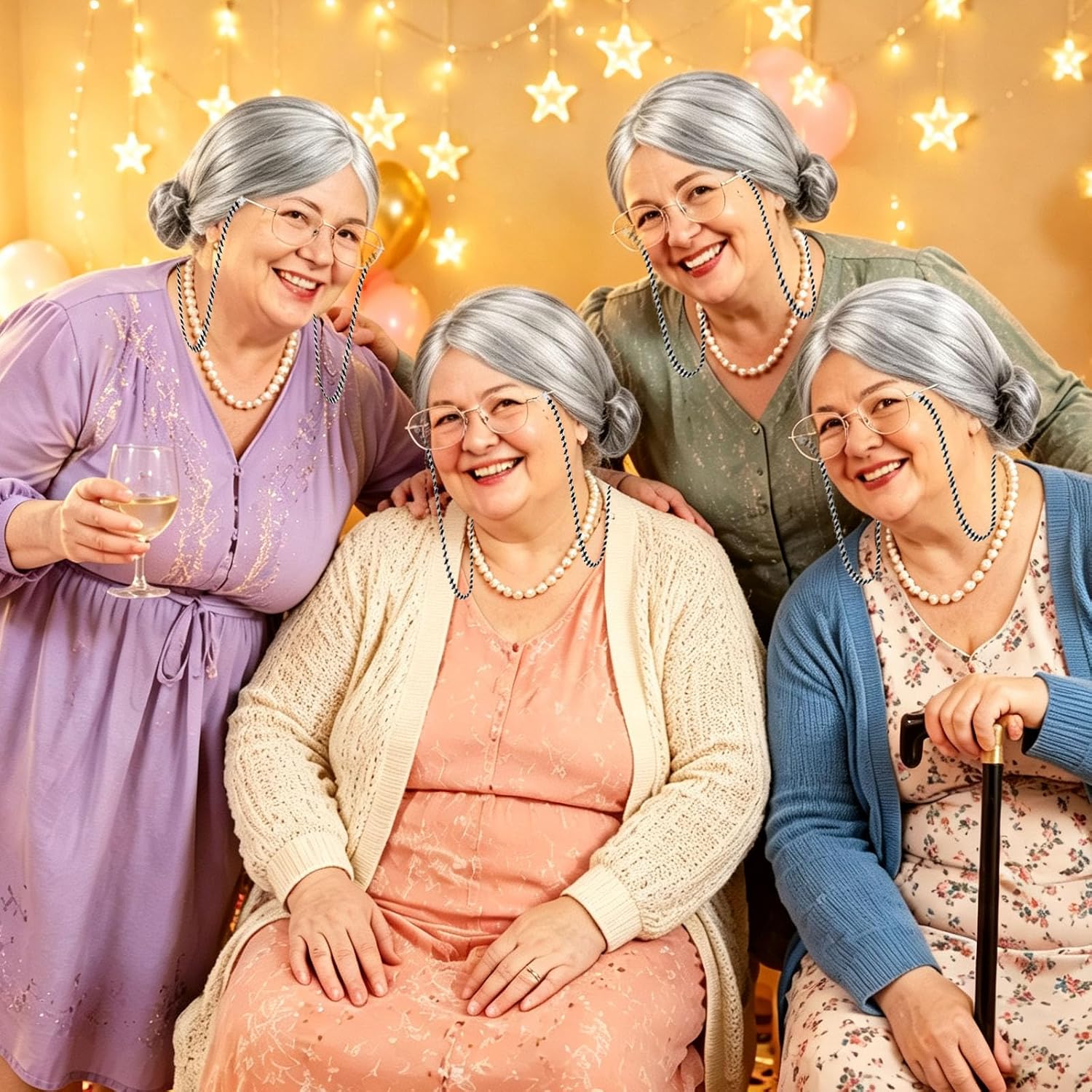 Fat Old Lady Costume Set Fake  - đánh giá và giá Pearl Necklace