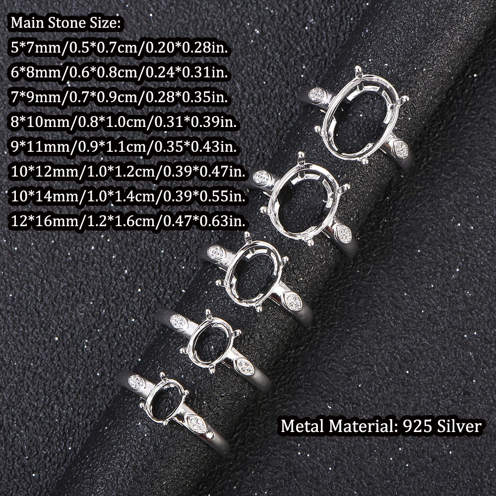 5x7-12x16mm Ring Blank 925 Ste - đánh giá và giá Sterling Silver Ring